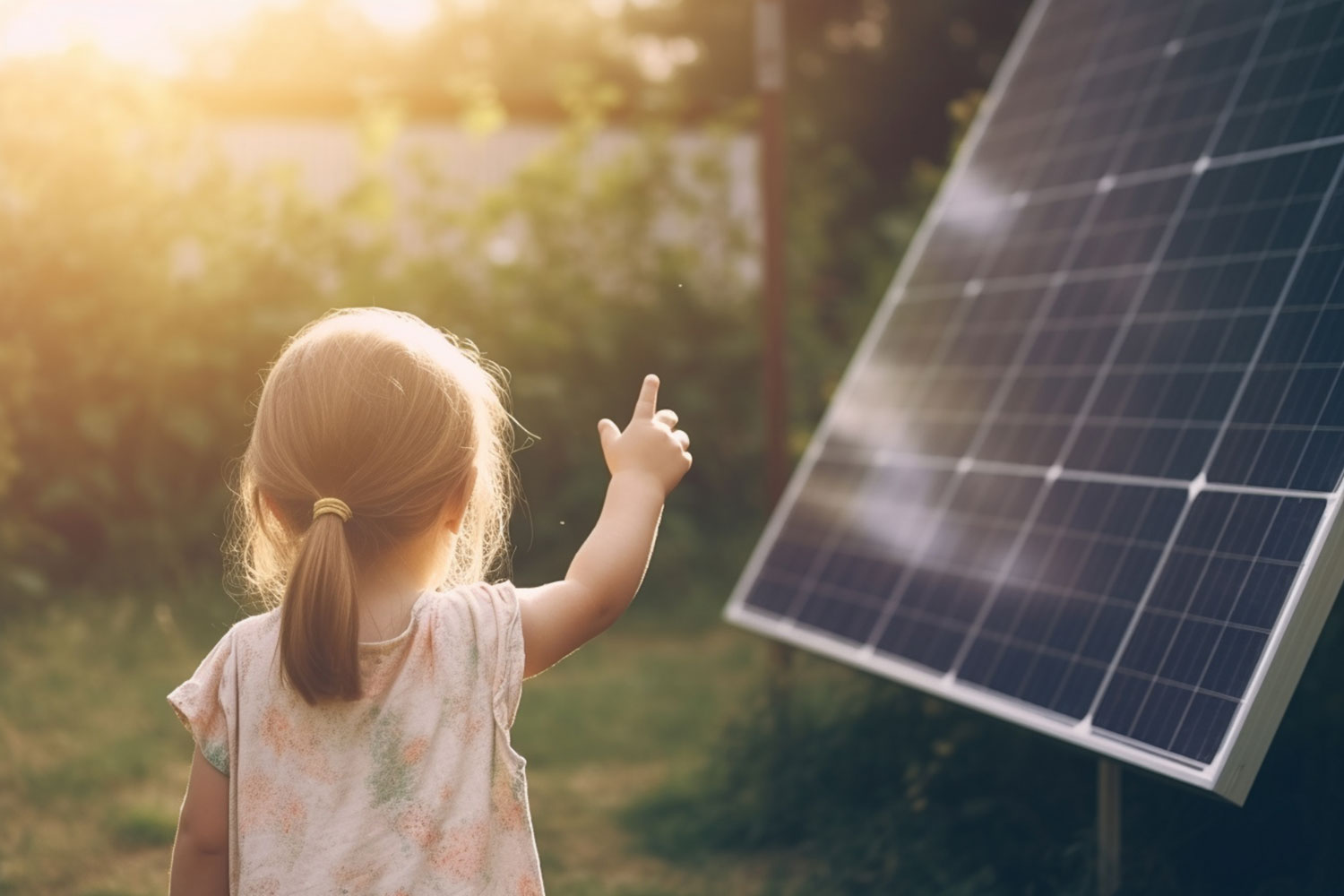 Kind an Solaranlage